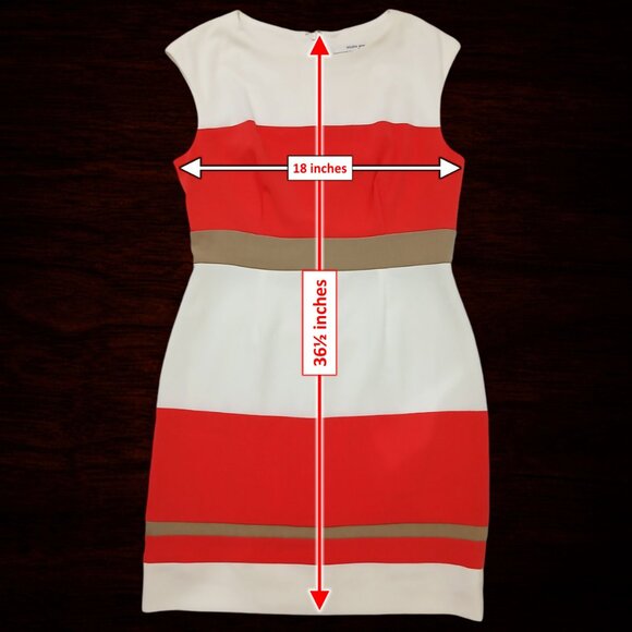 Studio One New York Women’s Coral Cream Colour Block Classy Sheath Dress Size 12 - Picture 13 of 13